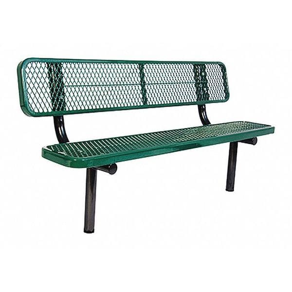 In Ground Park Bench W/ Back, Green
