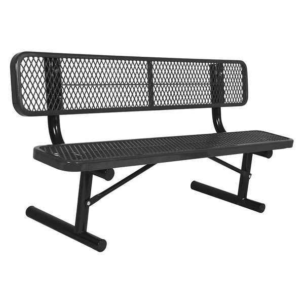 Portable Commercial Park Bench W/ Back, Blue