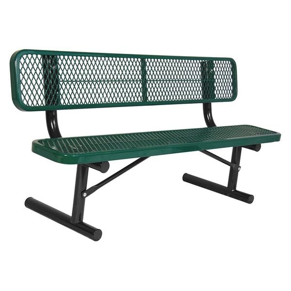 Portable Commercial Park Bench W/Back, Green