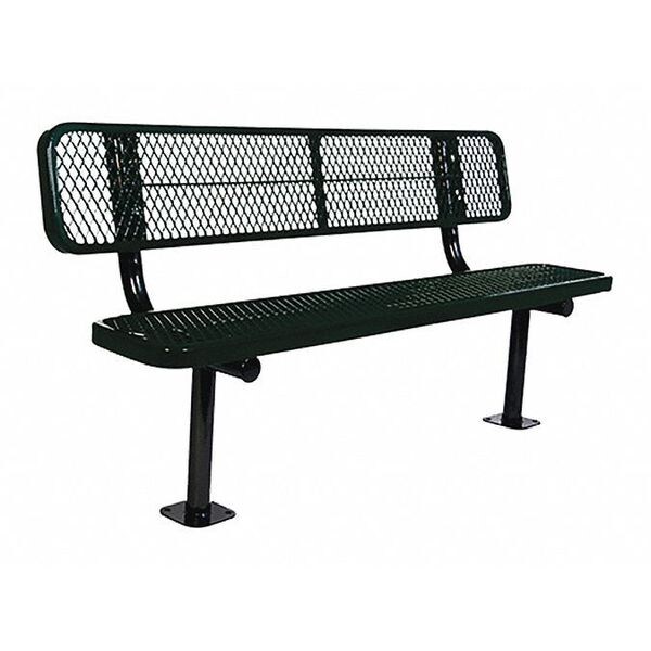 Surface Mount Park Bench W/ Back, Blue