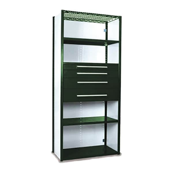V-Grip Shelving W/ Drawers, 7X2X4, GN