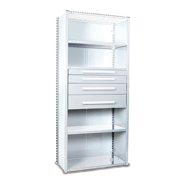 V-Grip Shelving W/ Drawers, 7X2X4, WH