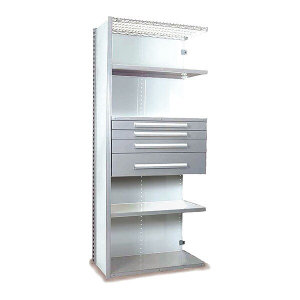 V-Grip Shelving W/ Drawers, LG, Color: Red, Center Stripe Color: Blue