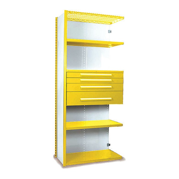 V-Grip Shelving W/ Drawers, YL, Height: 84"