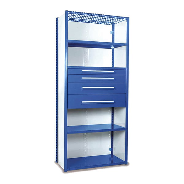 V-Grip Shelving W/ Drawers, 7X2X4, BL