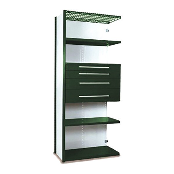 V-Grip Shelving W/ 4Drwrs/5Shlvs 7x2x3, Addon, 3", 4.5", 6", 7.5" Drwrs, GN