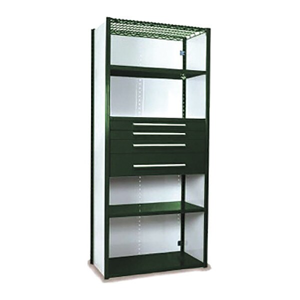 V-Grip Shelving W/ 4Drwrs/5Shlvs 7x2x3, Strtr, 3", 4.5", 6", 7.5" Drwrs, GN