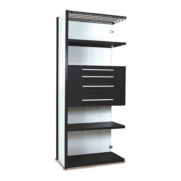 V-Grip Shelving W/ Drawers, BK, Color: Textured Black