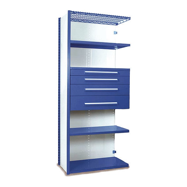 V-Grip Shelving W/ Drawers, BL