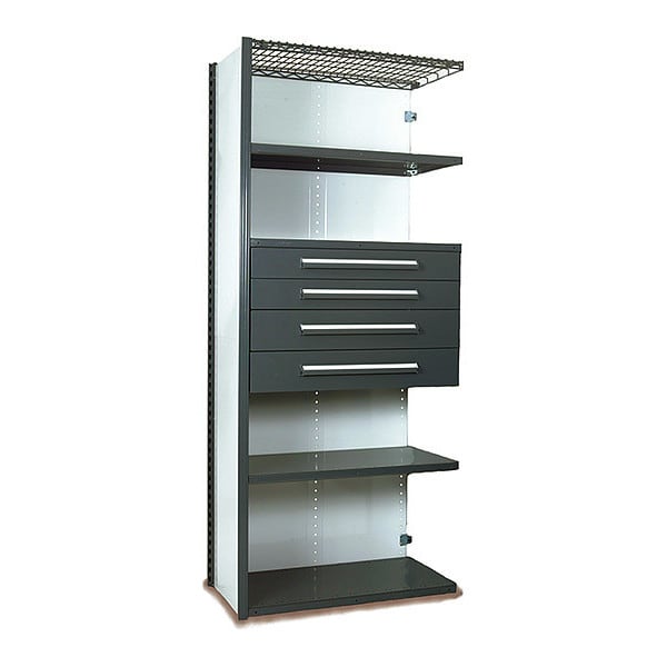 V-Grip Shelving W/ Drawers, GY