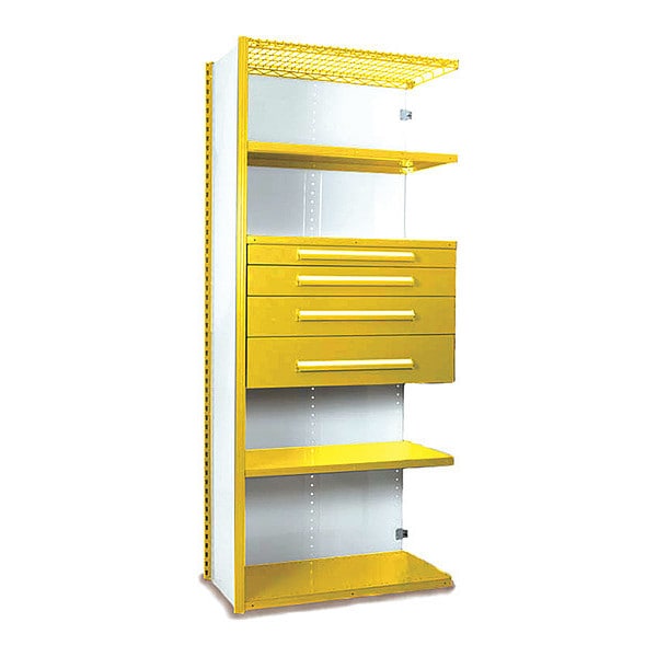 V-Grip Shelving W/ Drawers, YL, Finish: Enamel Paint
