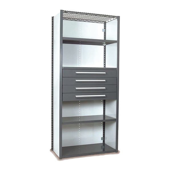 V-Grip Shelving W/ Drawers, GY, Shelving Type: Starter