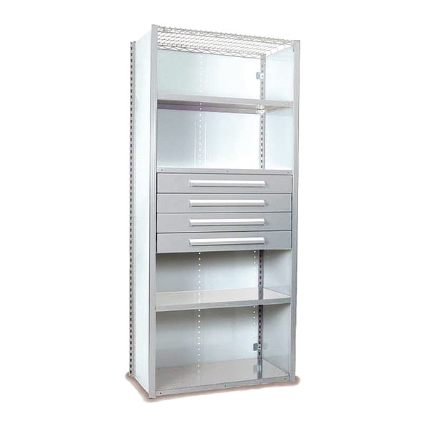 V-Grip Shelving W/ Drawers, LG, Height: 84"