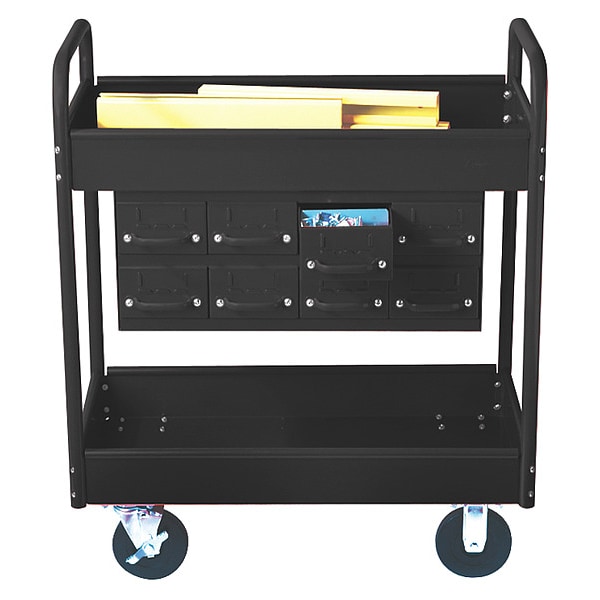Stock Cart, 2 Shelfs, 8 Drawers 800lb, BK