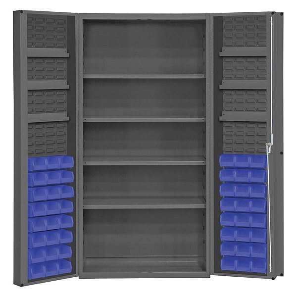 Cabinet with 48 blue Hook-On-Bins, 7 adjustable shelves