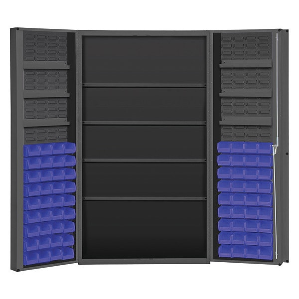 Cabinet with 72 blue Hook-On-Bins, 7 adjustable shelves