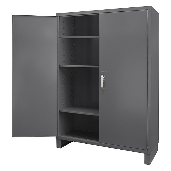 Cabinet, 60 in wide, 14 gauge, 6 in legs, 3 adjustable shelves