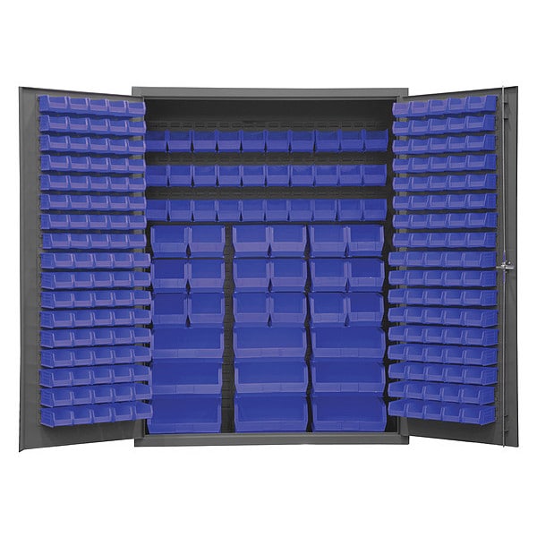 Cabinet, 60"W, 14 gauge steel, 227 blue bins
