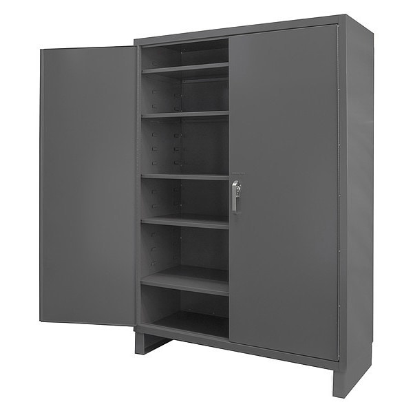 Cabinet, 60 in W, 14 gauge, 6 in legs, 5 adjustable shelves