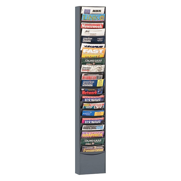 Pocket Literature Rack, 20 large pockets, gray