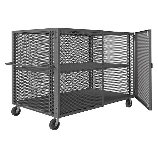 Security Mesh Truck W/6"x2" Phenolic Ca, 2000 lb Capacity, 46" W x 80-1/2" L x 56-7/16" H