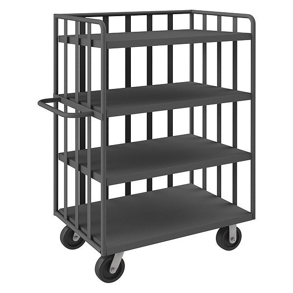 Open Portable Shelf Truck with 6" x 2" Phenolic casters, 4 shelves