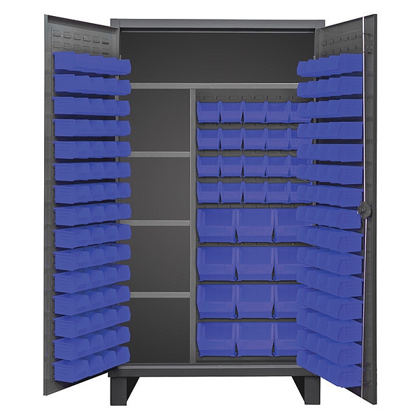 Maintenance Cabinet, 4 shelves, flush doors, 156 blue bins