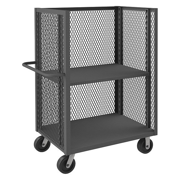 Mesh Truck, 3-sided, 1 Fixed Shelf And 1, 3000 lb Capacity, 36-3/8" W x 66-1/2" L x 56-7/16" H