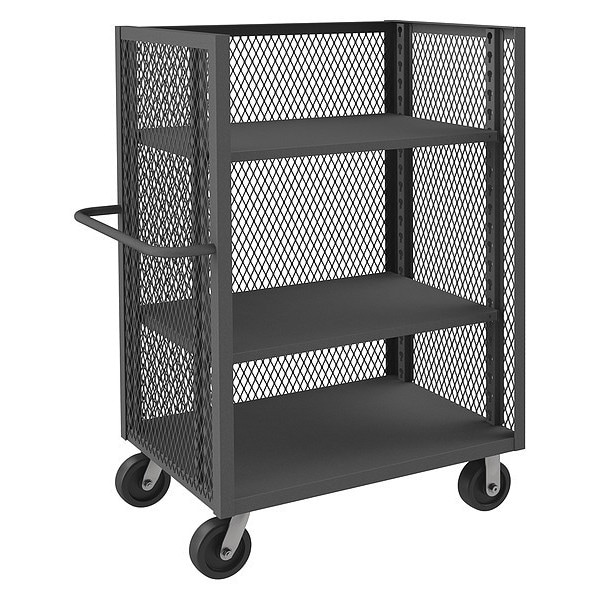Mesh Truck, 3-sided, 1 Fixed Shelf And 2, 3000 lb Capacity, 24-3/8" W x 42-1/2" L x 56-7/16" H