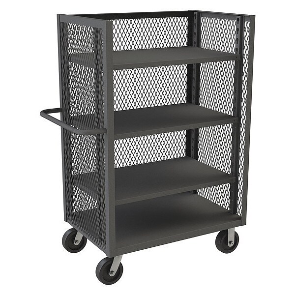 Mesh Truck, 3-sided, 1 Fixed Shelf And 3, 3000 lb Capacity, 24-3/8" W x 42-1/2" L x 56-7/16" H