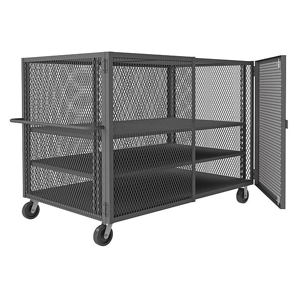 Security Mesh Truck W/6"x2" Phenolic Ca, 2000 lb Capacity, 46" W x 80-1/2" L x 56-7/16" H