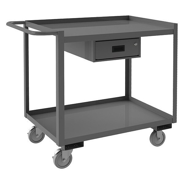 Stock cart, 2 shelf, 1 locking drawer, worksurface, 1200 lbs capacity