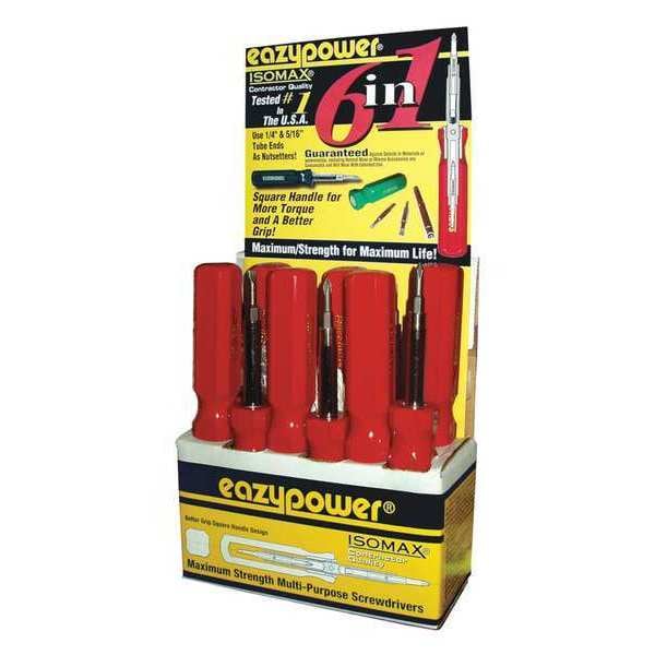 Screwdriver, 6 In 1, Red, PK12
