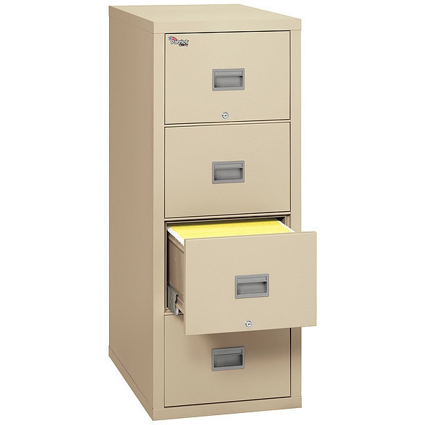 17-3/4" W 4 Drawer File Cabinet, Parchment, Letter