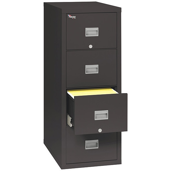17-3/4" W 4 Drawer File Cabinet, Black, Letter