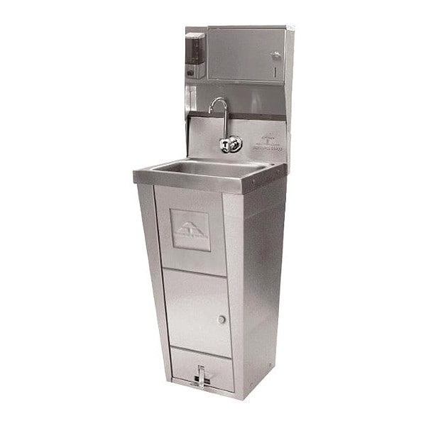 Foot Pedal Pedestal Base Sink w/Trash Receptacle
