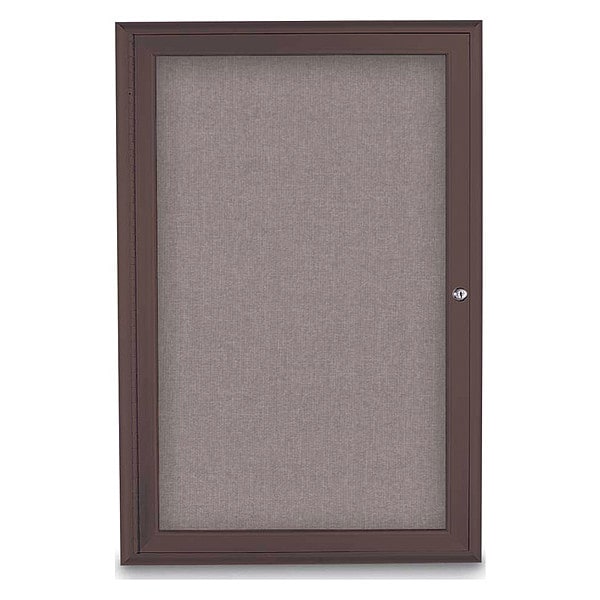 Corkboard, Single Door, Radius Frame, 24x36", Bronze/Surf