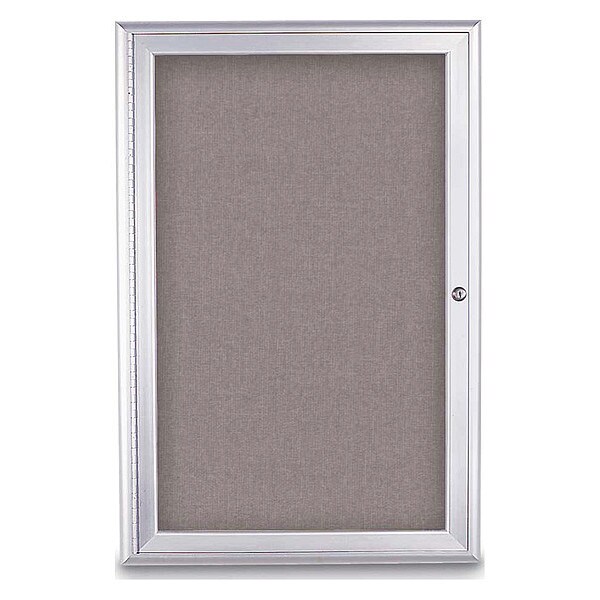Corkboard, Single Door, Radius Frame, 24x36", Satin/Surf