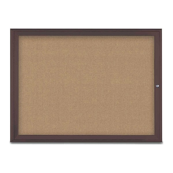 Corkboard, Single Door, Radius Frame, 48x36", Bronze/Buff