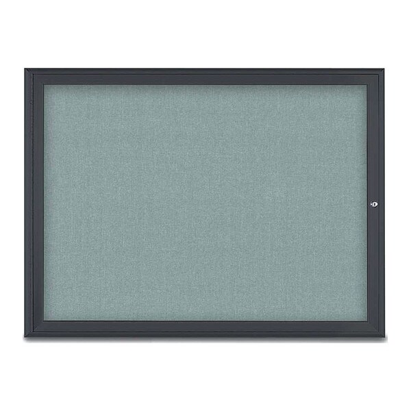 Corkboard, Single Door, Radius Frame, 48x36", Black/Cloud
