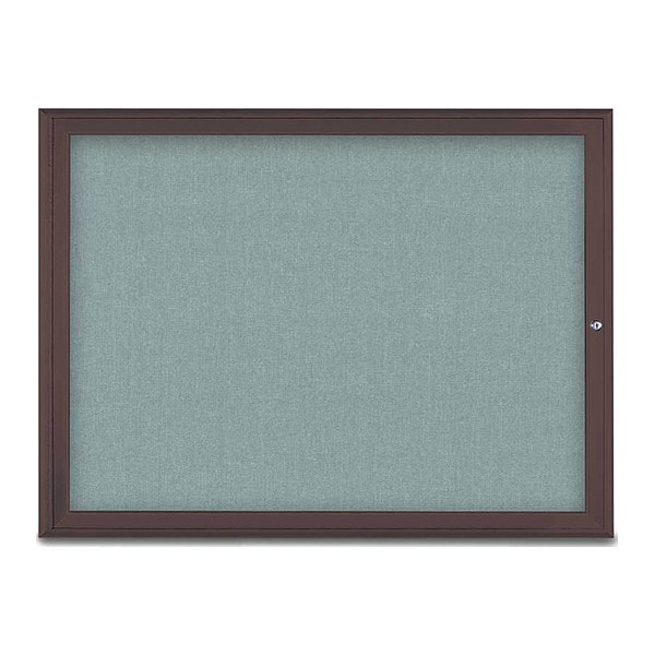 Corkboard, Single Door, Radius Frame, 48x36", Bronze/Cloud