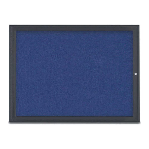 Corkboard, Single Door, Radius Frame, 48x36", Black/Cobalt