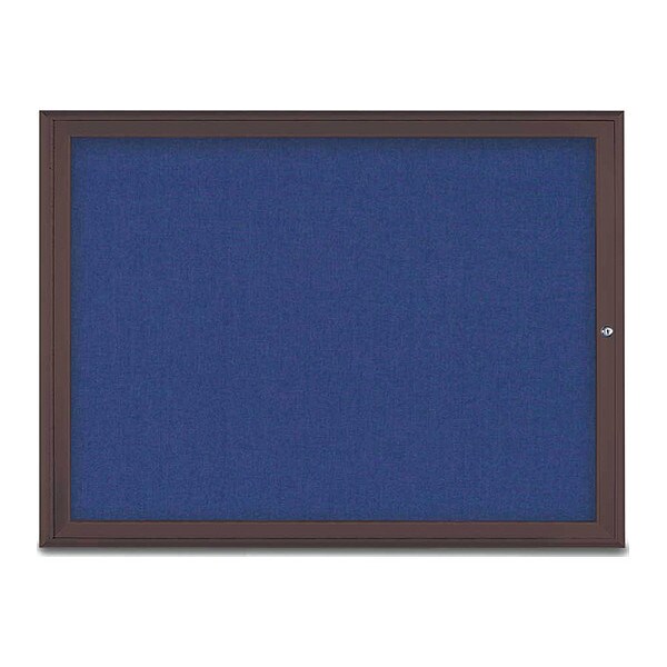 Corkboard, Single Door, Radius Frame, 48x36", Bronze/Cobalt