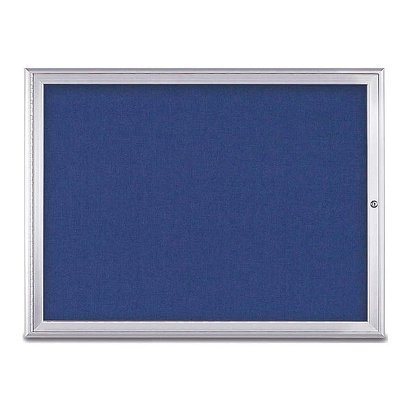 Corkboard, Single Door, Radius Frame, 48x36", Satin/Cobalt