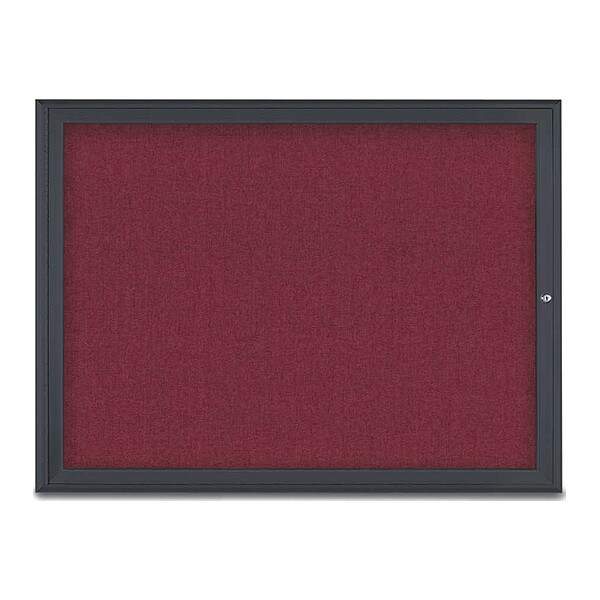 Corkboard, Single Door, Radius Frame, 48x36", Black/Burgundy