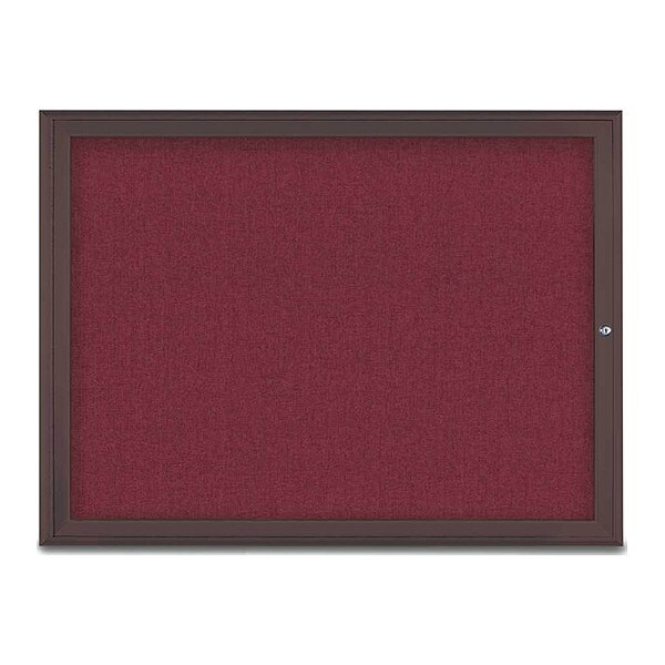 Corkboard, Single Door, Radius Frame, 48x36", Bronze/Burgundy