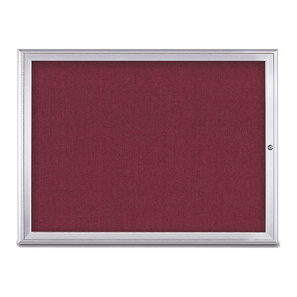 Corkboard, Single Door, Radius Frame, 48x36", Satin/Burgundy