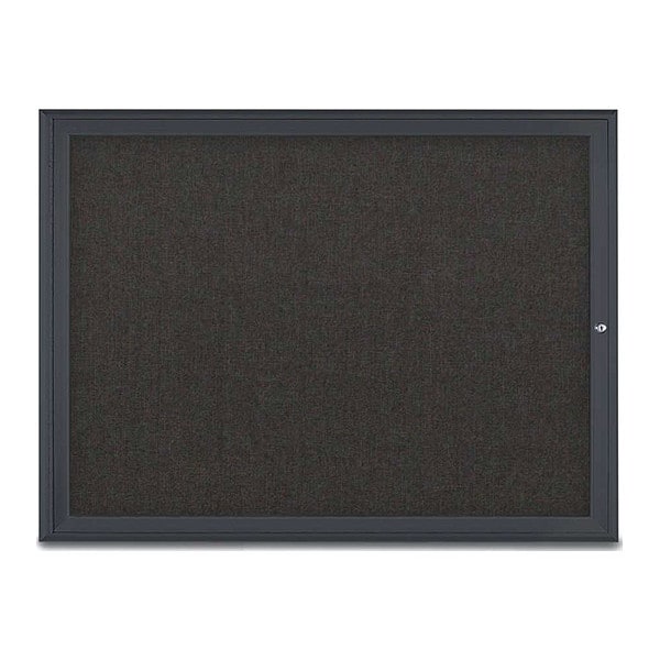 Corkboard, Single Door, Radius Frame, 48x36", Black/Black