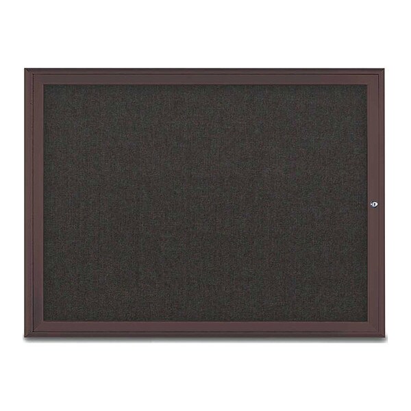 Corkboard, Single Door, Radius Frame, 48x36", Bronze/Black