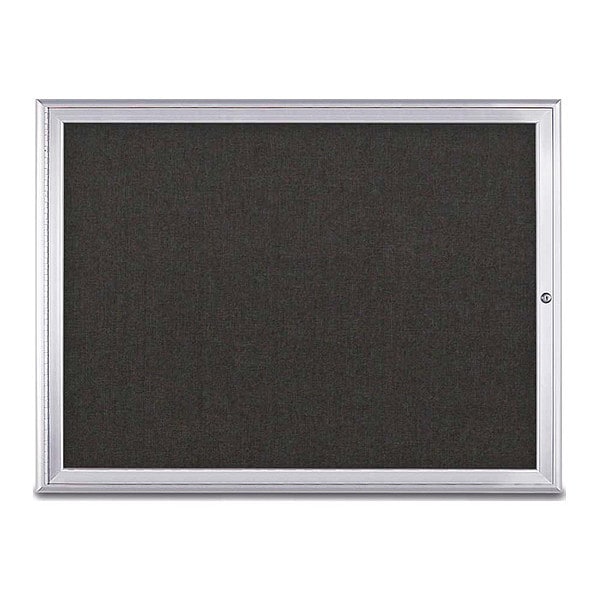 Corkboard, Single Door, Radius Frame, 48x36", Satin/Black